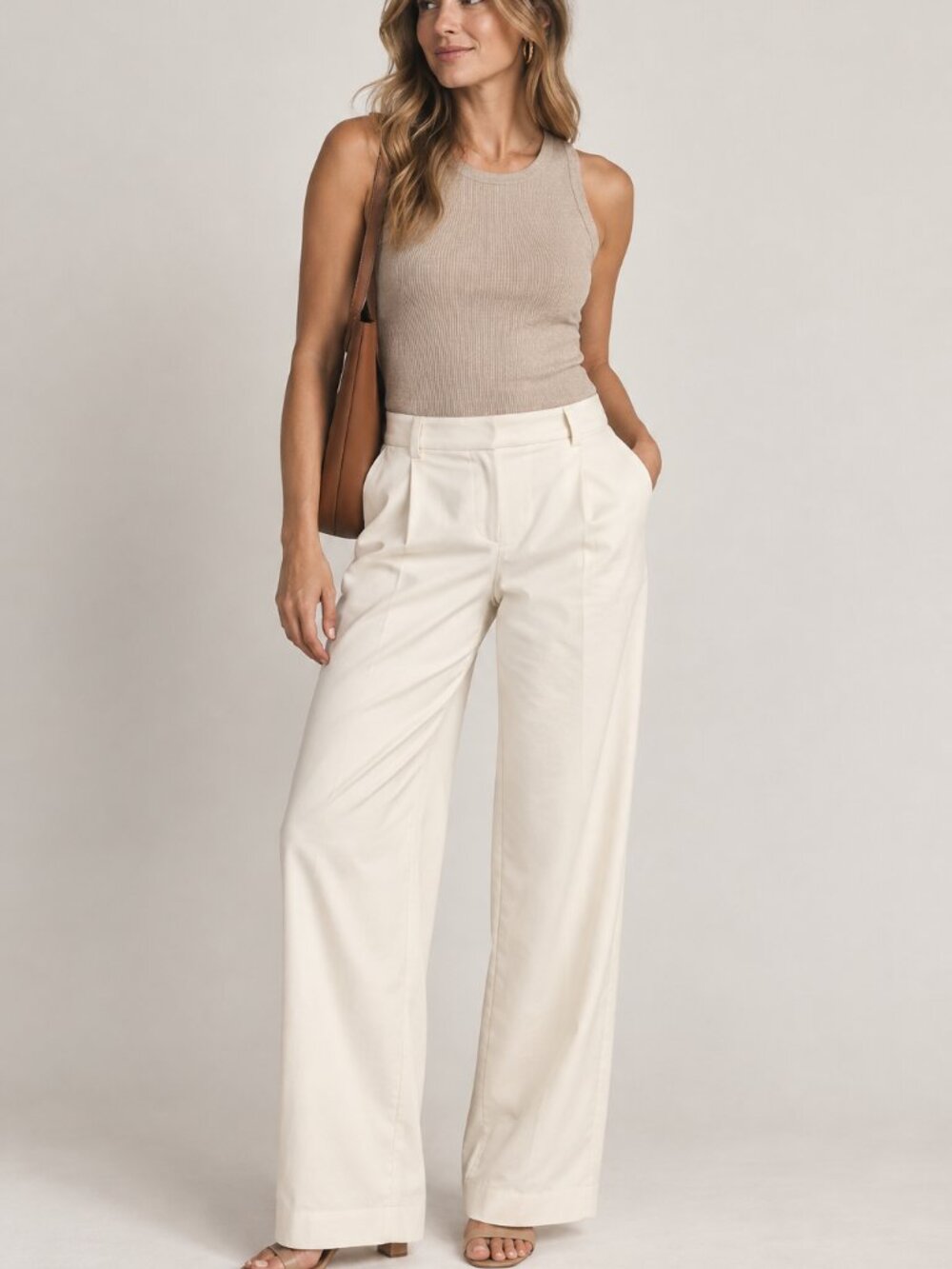 J.Crew Essential Wide Leg Pants Ivory Cream Size 8